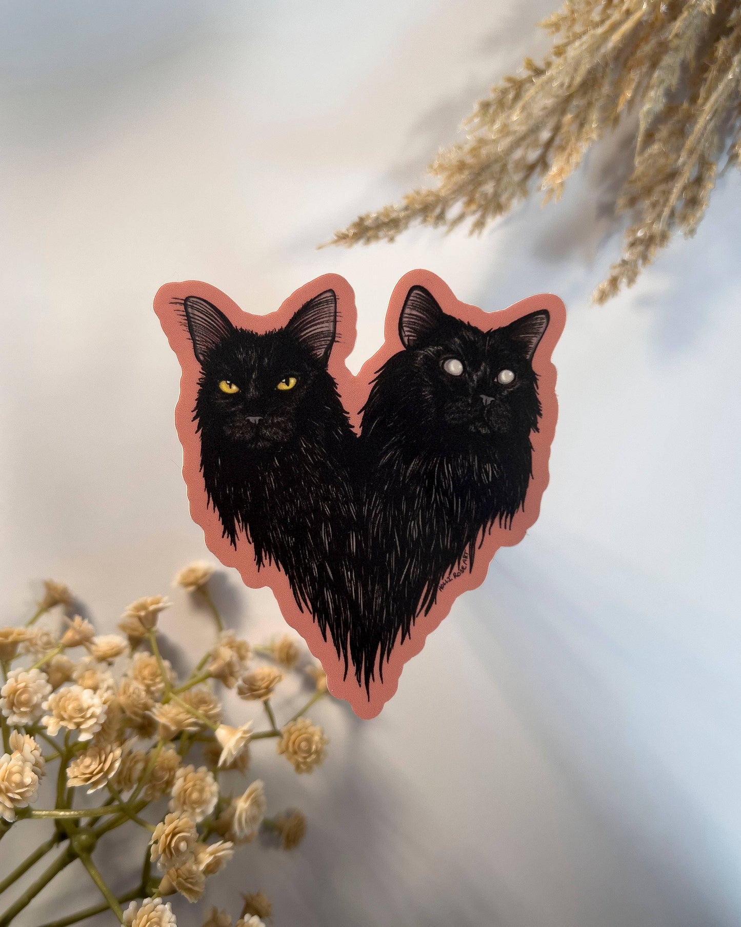 Black Cats Heart Sticker