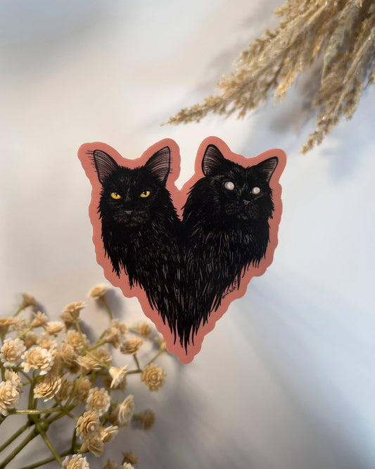 Black Cats Heart Sticker
