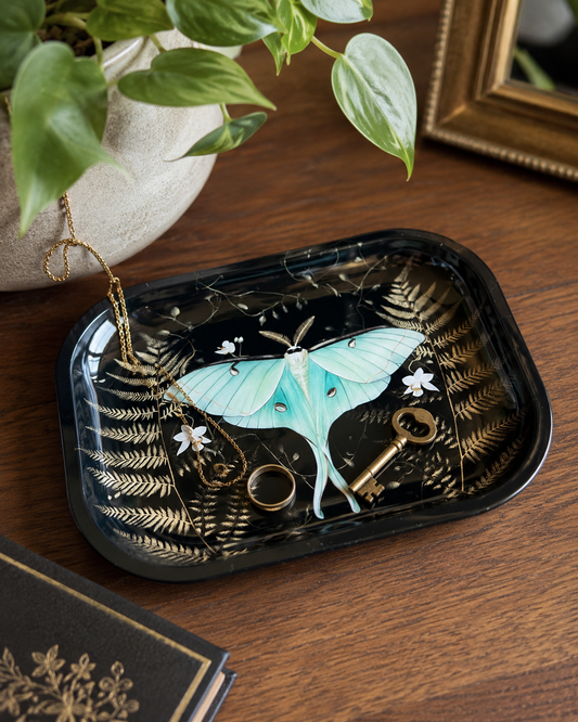 Luna Moth Ferns Metal Tray - MT120