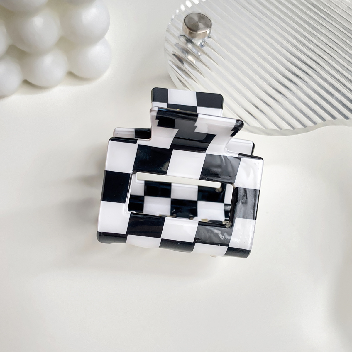 Checkerboard Hair Claw – Candy Color Acetate Look_CWMM10084