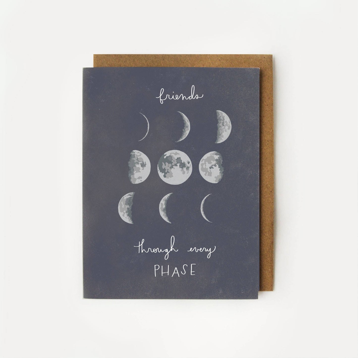 Friends Through Every Phase Moon Phases Friendship Card: Clear Sleeve