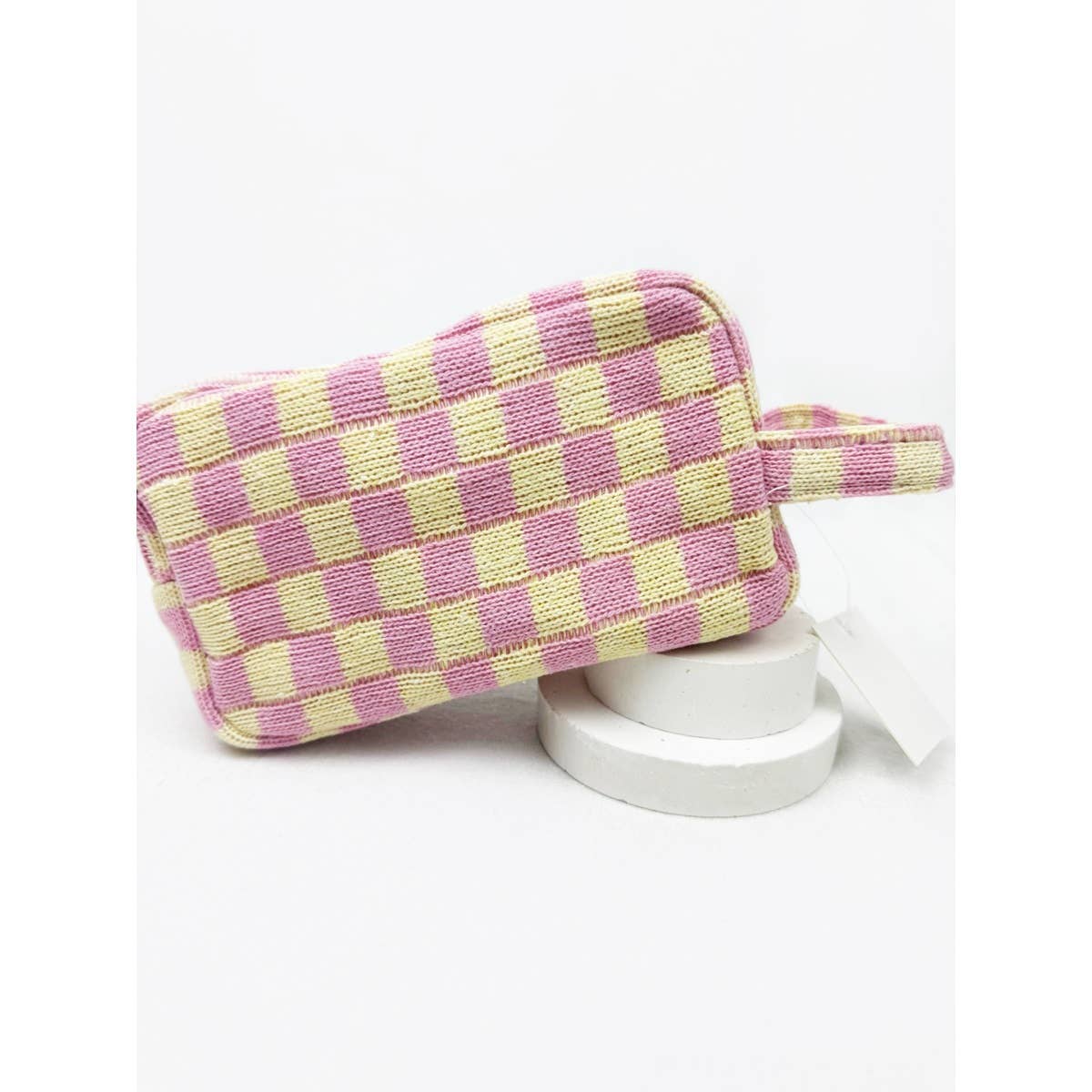 Famous Checker Cosmetic Bag with handle: MINT GREEN