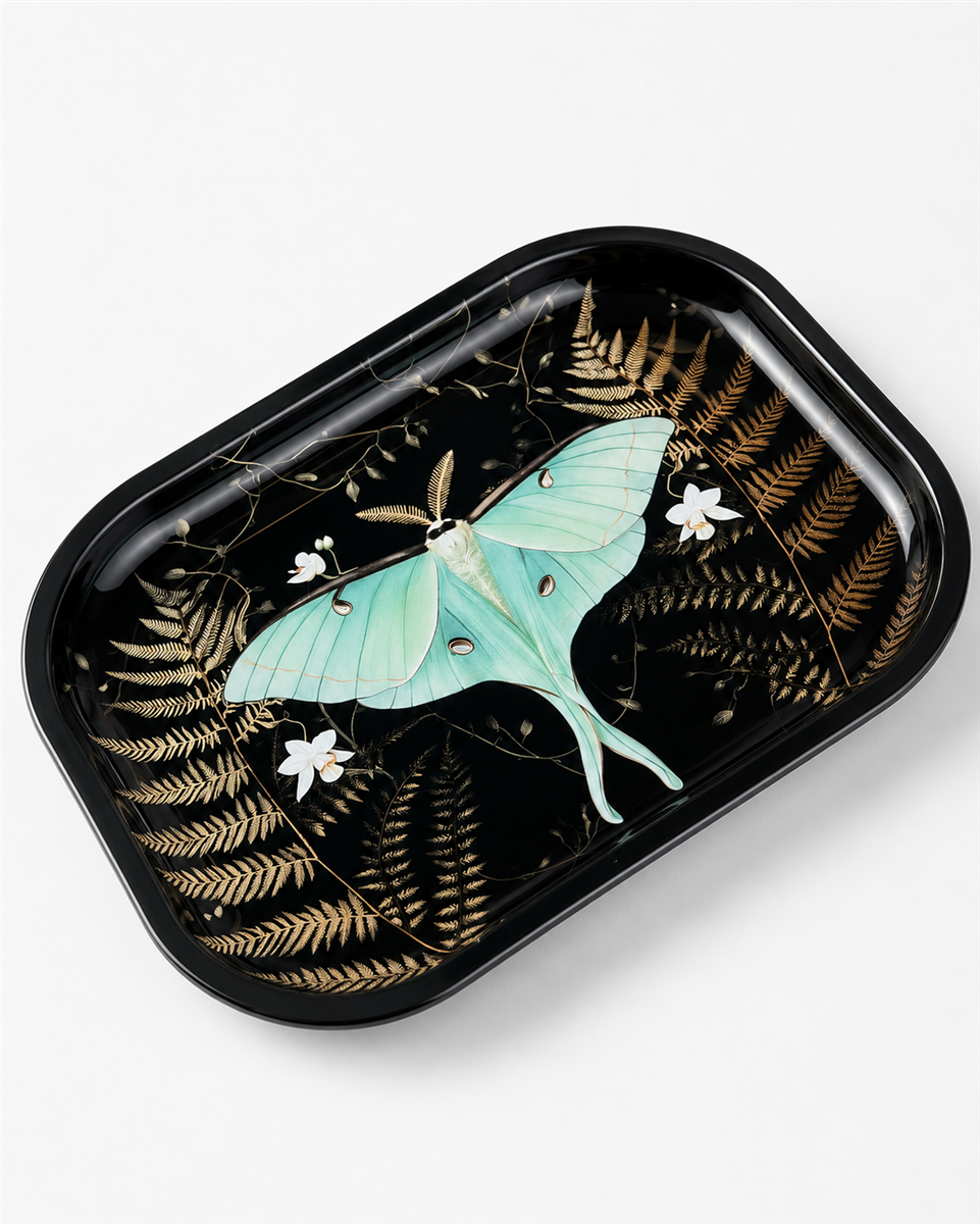 Luna Moth Ferns Metal Tray - MT120