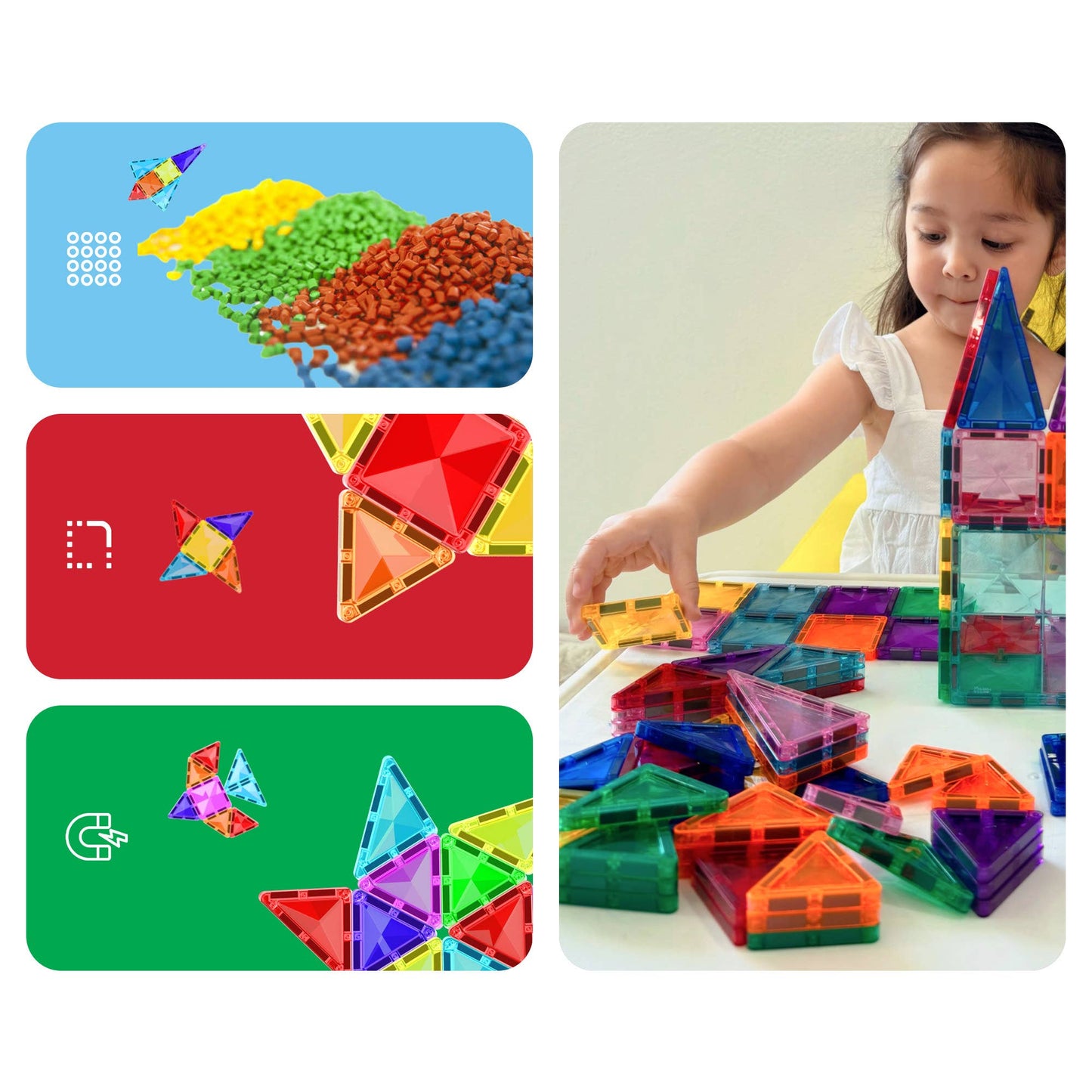PicassoTiles 40pc Travel Size Magnetic Tile Building Set
