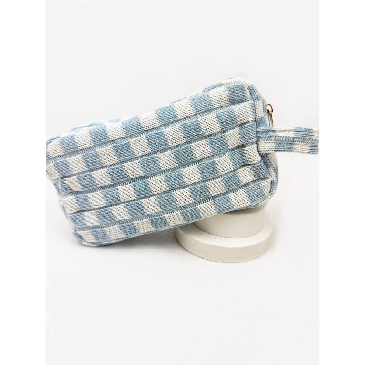 Famous Checker Cosmetic Bag with handle: MINT GREEN