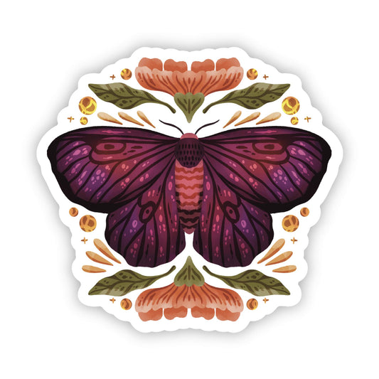 Moth Elegant Floral Sticker
