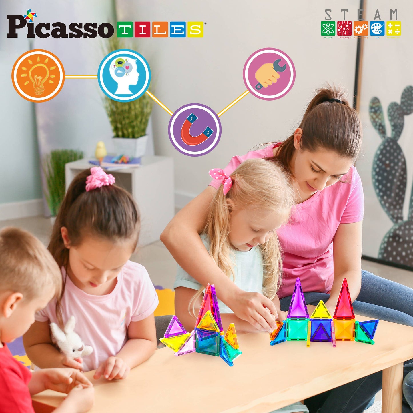 PicassoTiles 13pc Travel Size Magnetic Tile Building Set