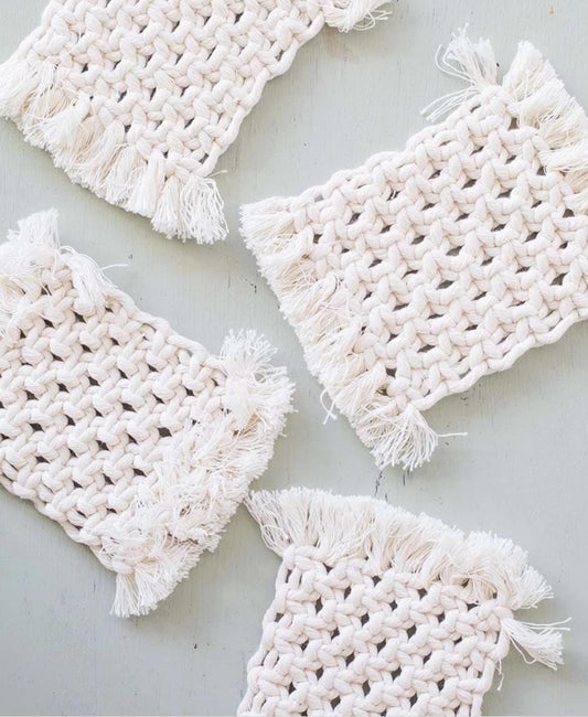 Macrame Coaster- 4"x4"