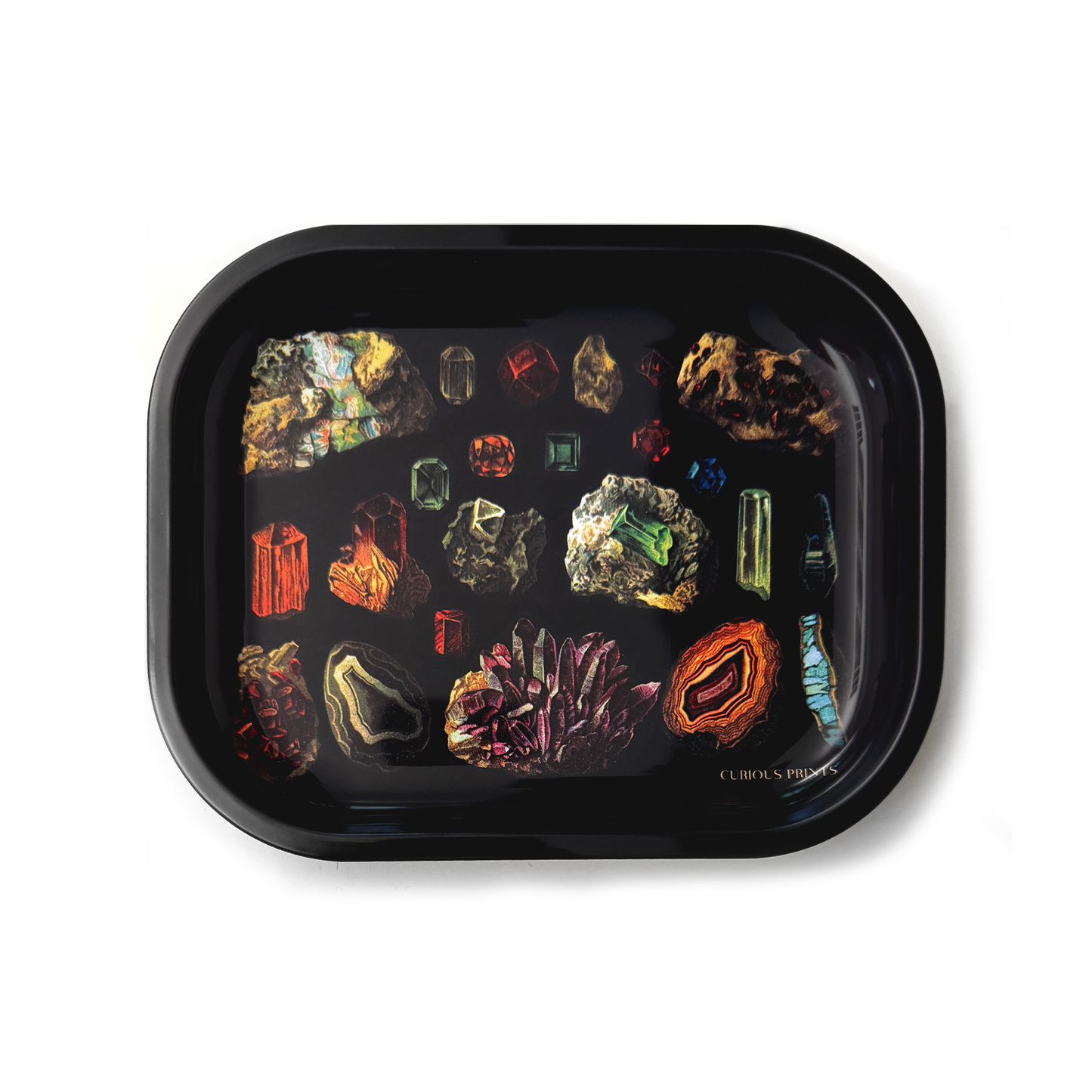Small Metal Dark Gemstones Crystals Catchall Tray