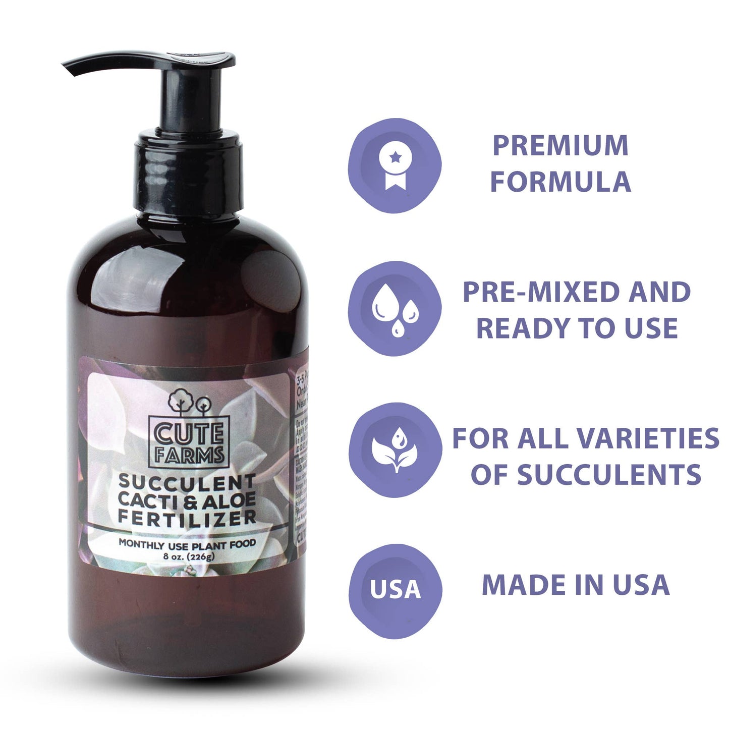 8 oz Succulent, Cacti, Aloe Fertilizer - Gentle Monthly Use