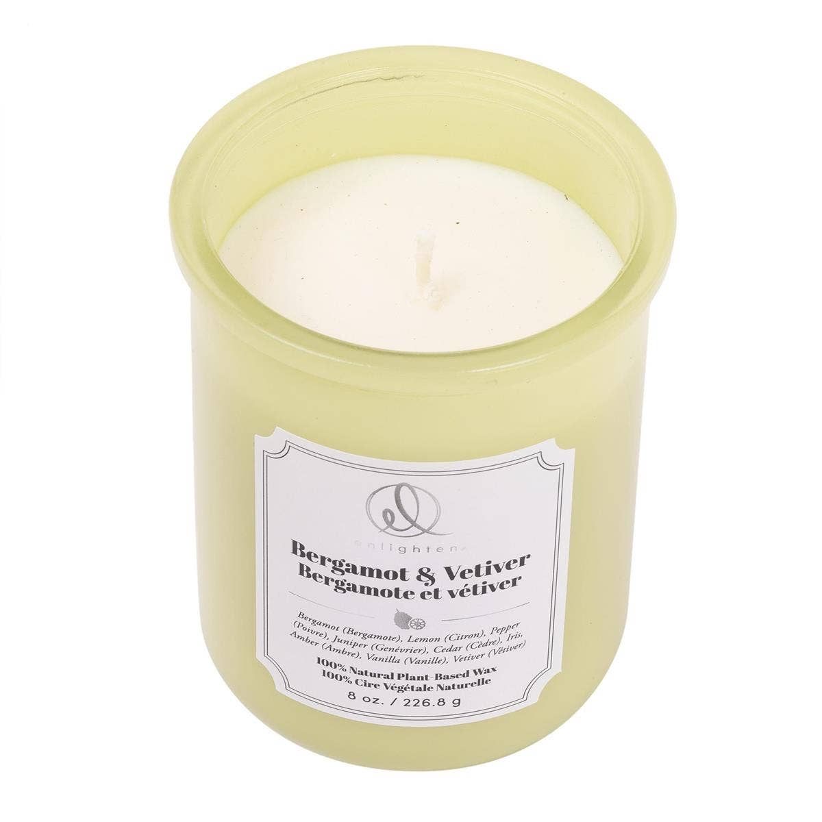 Truu Design Enlighten Candle with Wood Lid: Bergamot+Vetiver / 8 oz./226.8g