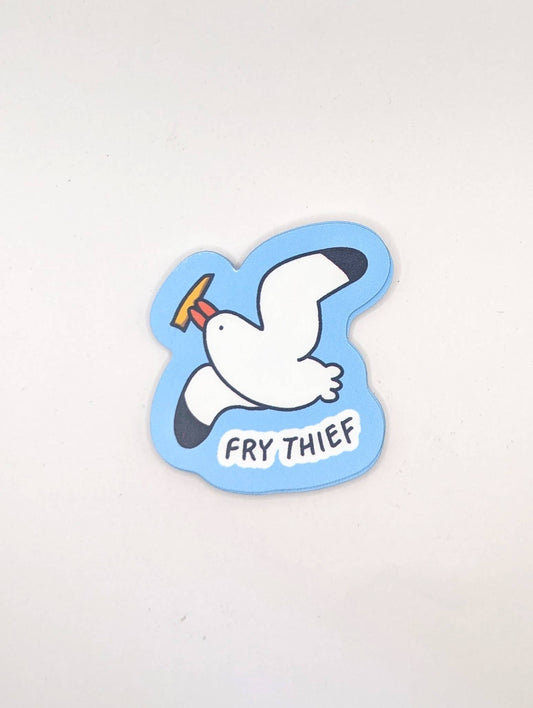 “Fry Thief” Seagull Sticker – Funny Vinyl Waterproof Sticker