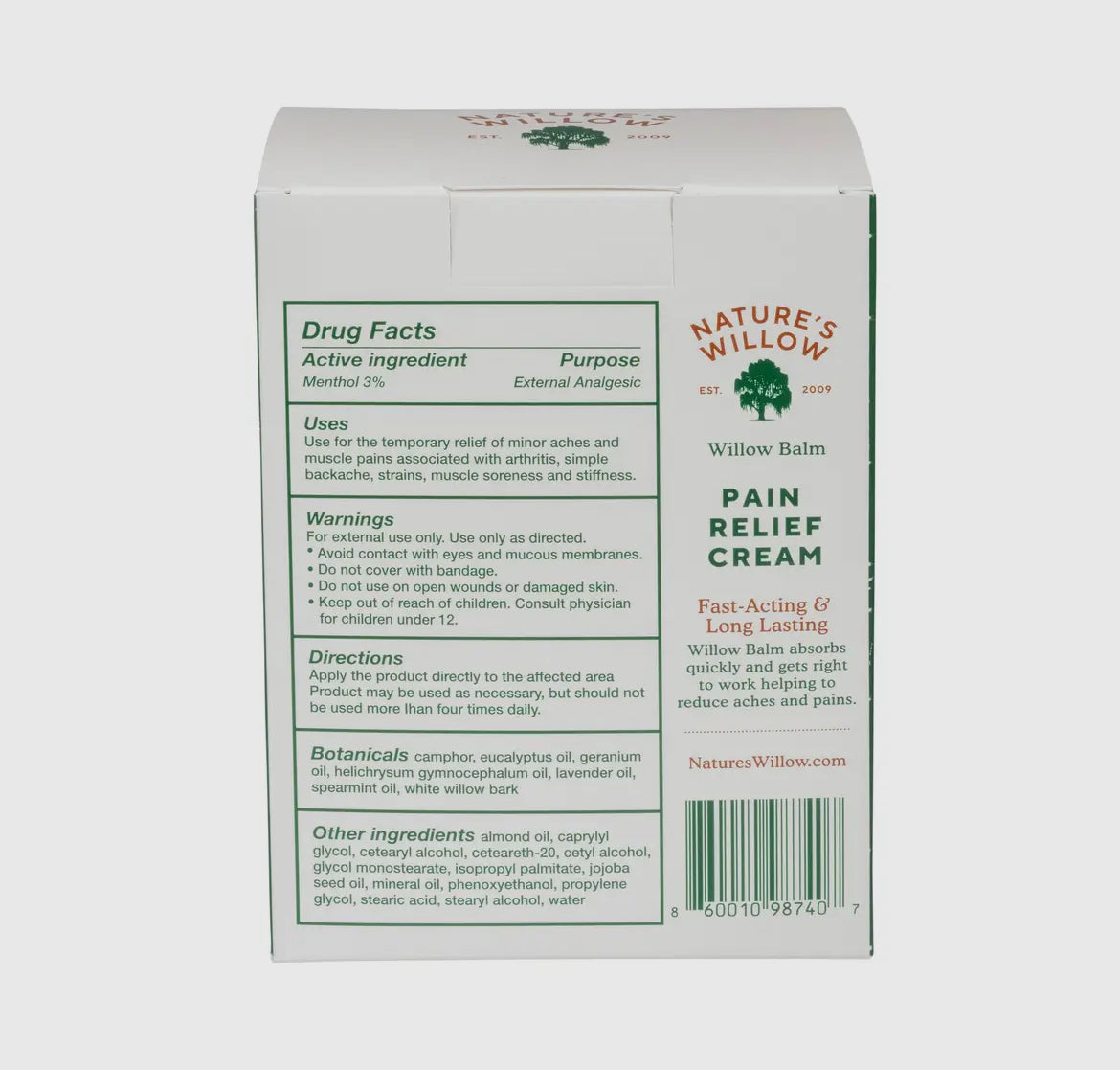 Nature’s Willow Pain Relief Cream Sample 5ml