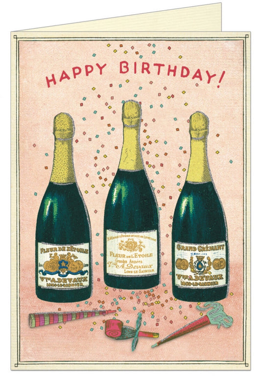Happy Birthday Champagne Single Greeting Card/Envelope