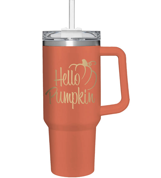 Hello Pumpkin Canyon Cup, Double Wall Stainless Steel w/ Straw
