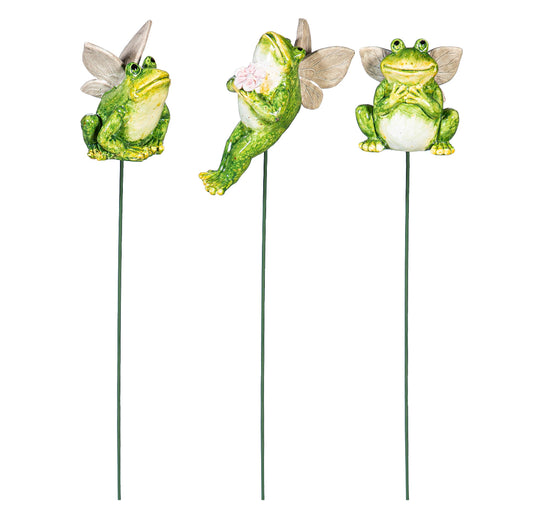 12" Winged Frog Plant Pick