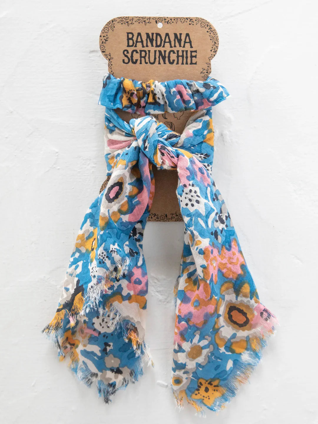 Bandana Scrunchie- Blue Tan Floral