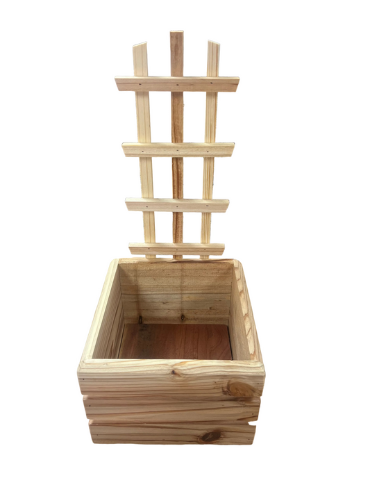 6” Wooden Pot w/ trellis