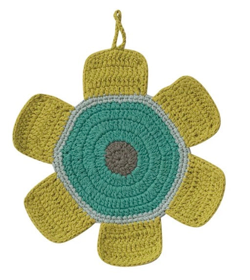 Cotton Crocheted Flower Shaped Pot Holder
