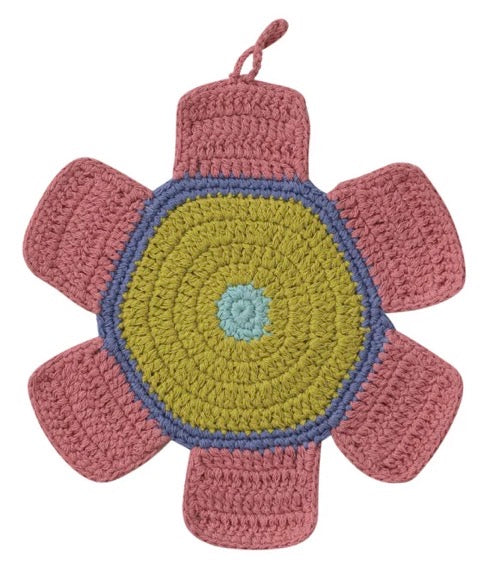 Cotton Crocheted Flower Shaped Pot Holder