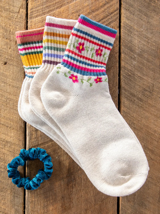 Retro Crew Socks Rainbow pk3