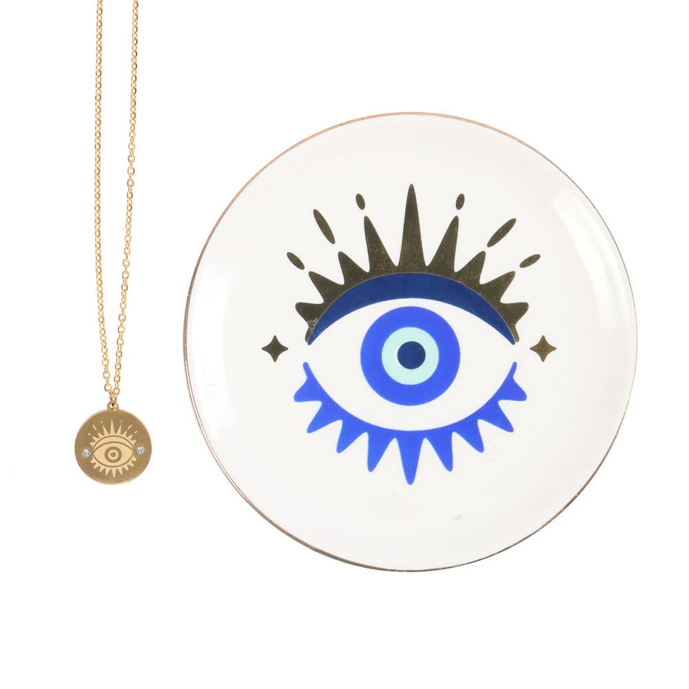 All Seeing Eye Necklace and Trinket Dish Gift Set