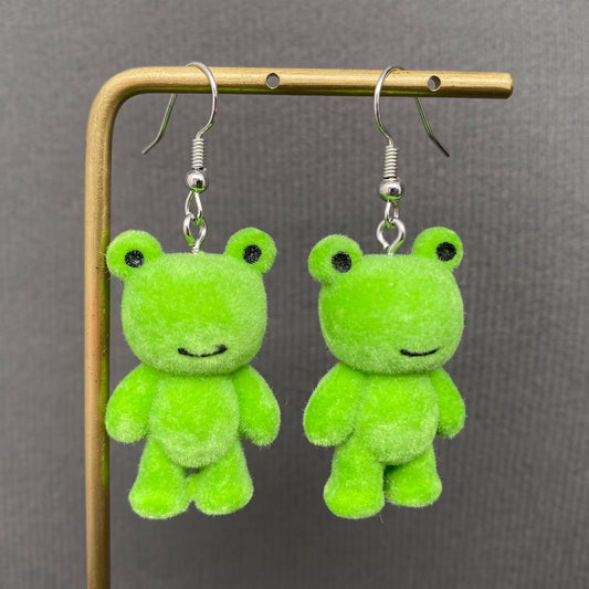 Resin Cartoon Frog Dangle Earrings