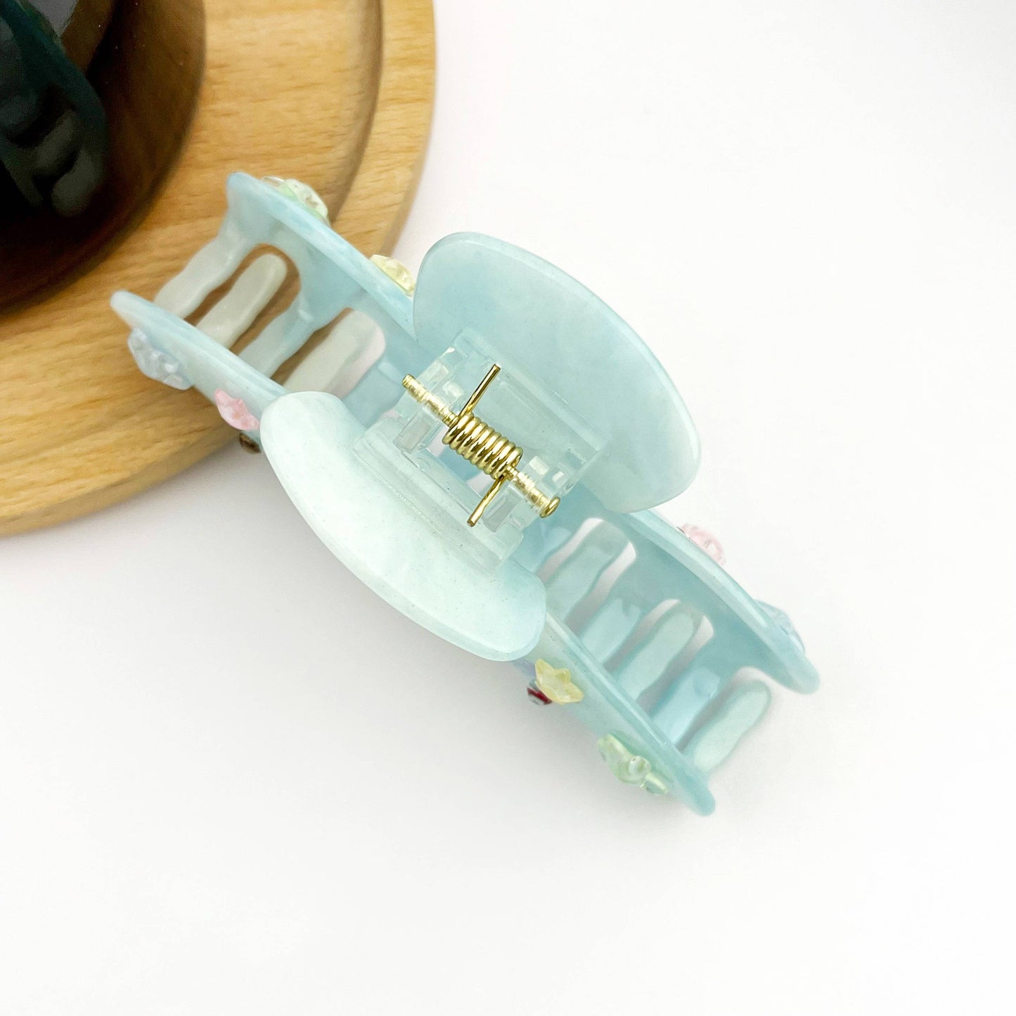 Rhinestone Star & Crescent Acetate Claw Clip, Elegant Geomet