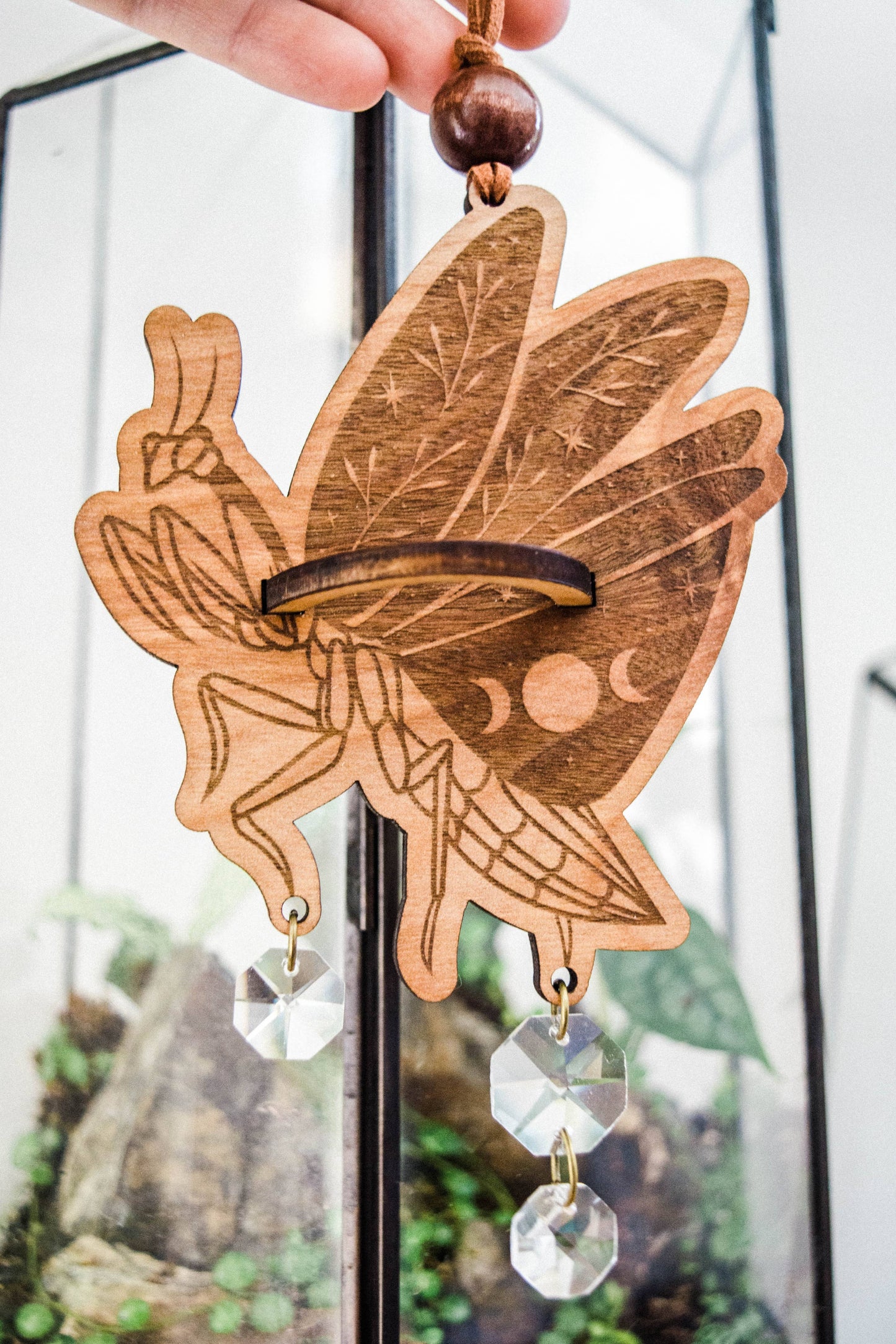 Praying Mantis Airplant Holder Hanging Mini Suncatcher : Without Airplant / Stained Black
