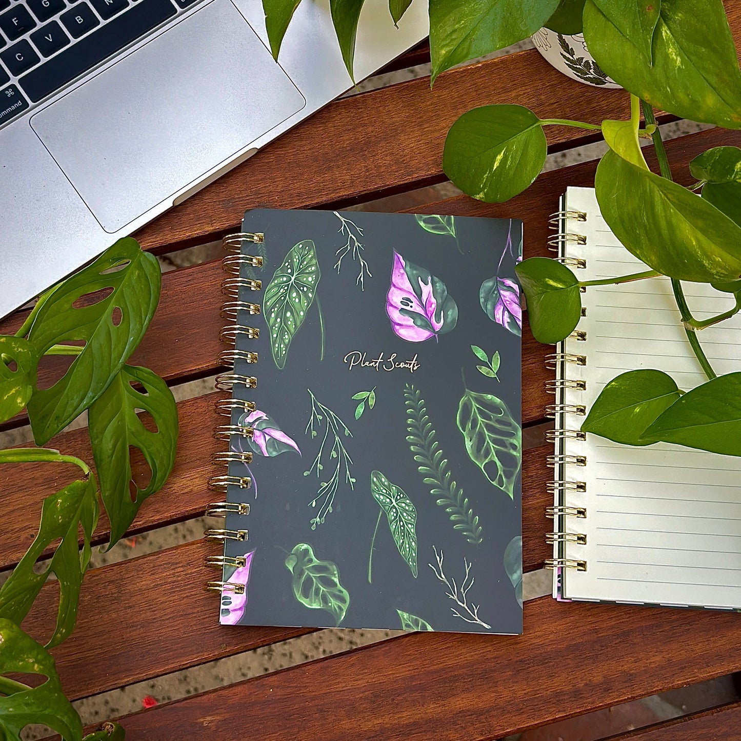 Spiral Lined Notebook - Dark House Plants