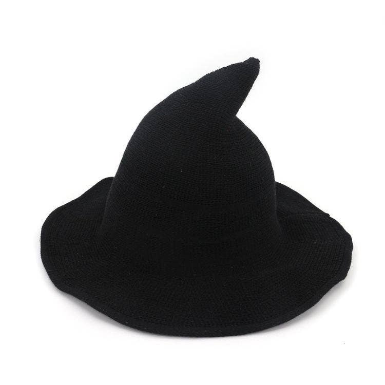 Halloween Pointed Witch Hat, Knit & Foldable_CWAH0617: BLACK / (OS) 2