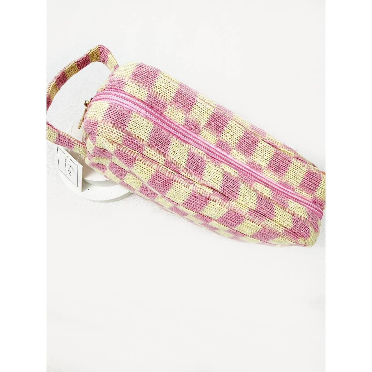 Famous Checker Cosmetic Bag with handle: MINT GREEN