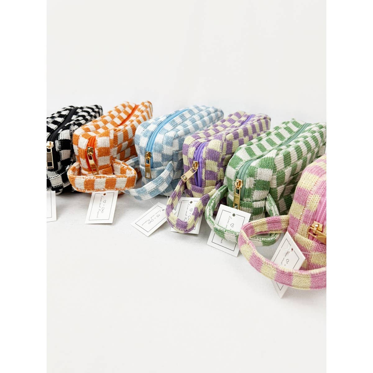 Famous Checker Cosmetic Bag with handle: MINT GREEN