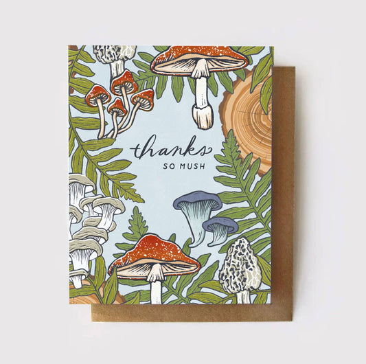 Thanks so Mush - Mushroom Thank You Card: Clear Sleeve