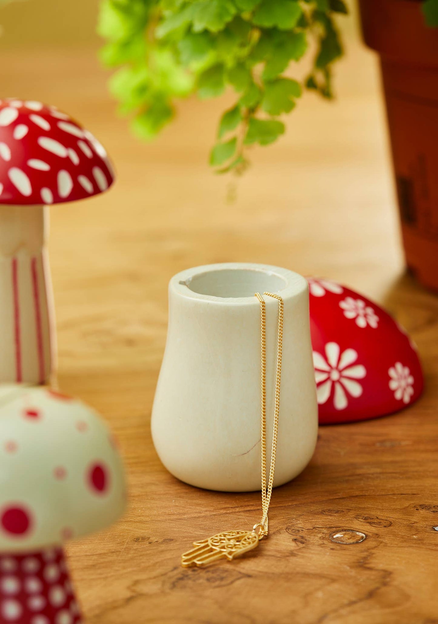 Woodland Mushroom Trinket Pot - Red Cream