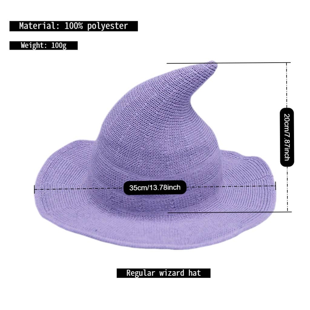 Halloween Pointed Witch Hat, Knit & Foldable_CWAH0617: BLACK / (OS) 2