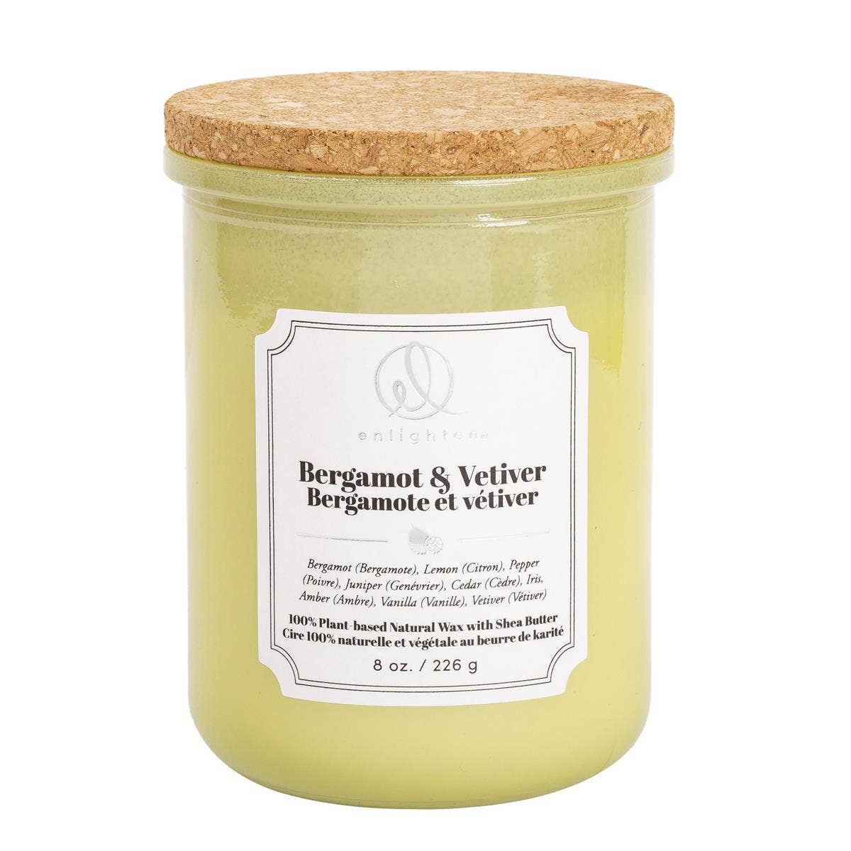 Truu Design Enlighten Candle with Wood Lid: Bergamot+Vetiver / 8 oz./226.8g