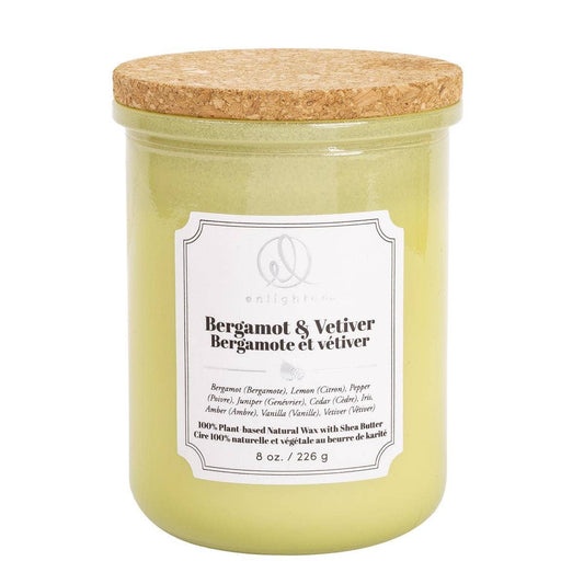 Truu Design Enlighten Candle with Wood Lid: Bergamot+Vetiver / 8 oz./226.8g