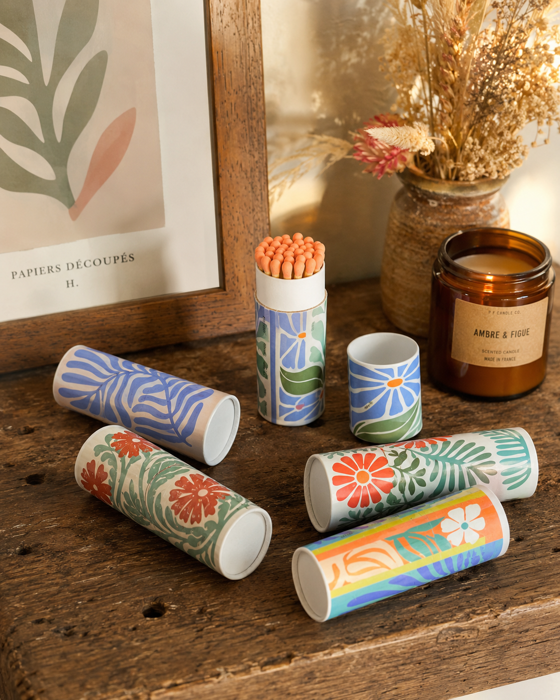 Scandi Floral Small Tube Matchbox - ANN484