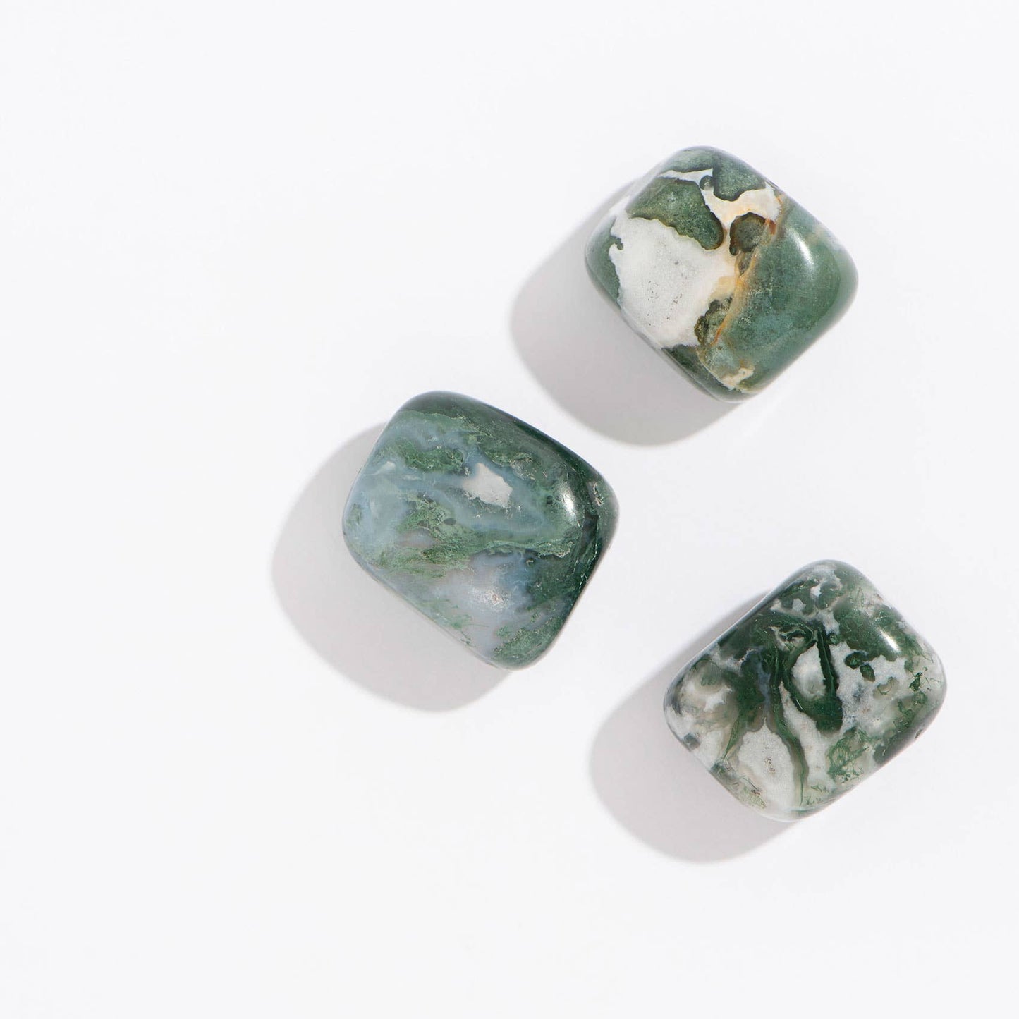 Tumbled Moss Agate Crystals - 36 pcs, 1"