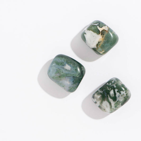 Tumbled Moss Agate Crystals - 36 pcs, 1"