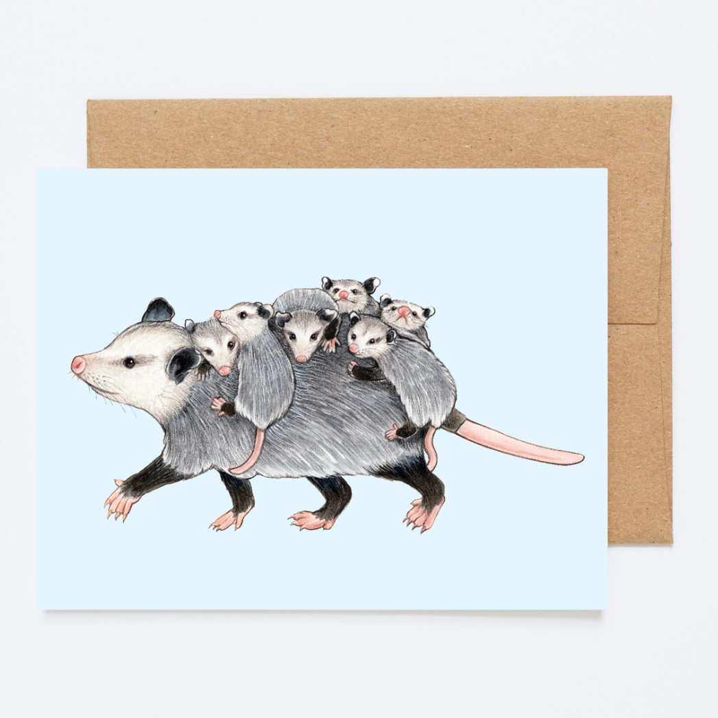 Mom Opossum with Babies A2 Greeting Card (Mother's Day/Everyday)