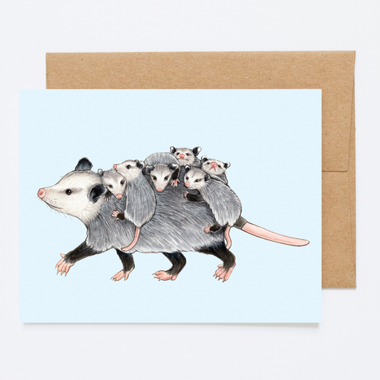 Mom Opossum with Babies A2 Greeting Card (Mother's Day/Everyday)