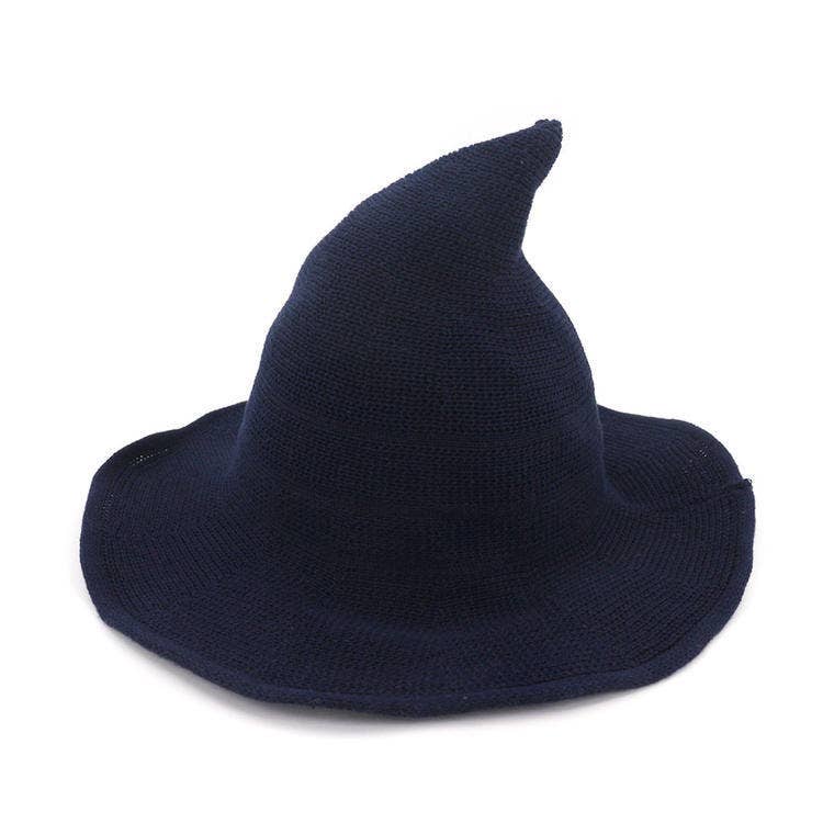 Halloween Pointed Witch Hat, Knit & Foldable_CWAH0617: BLACK / (OS) 2