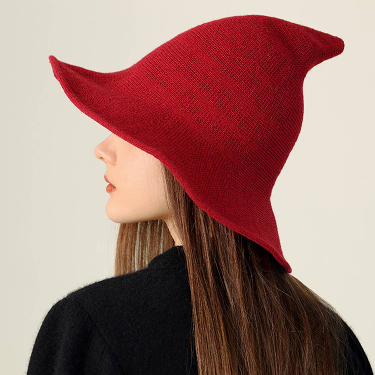 Halloween Pointed Witch Hat, Knit & Foldable_CWAH0617: BLACK / (OS) 2