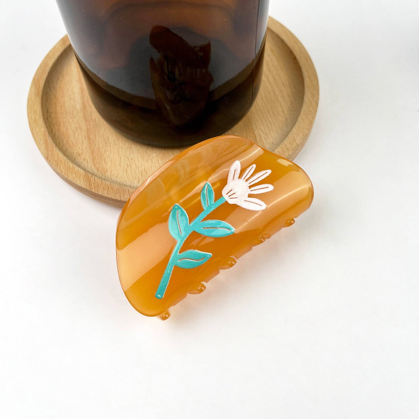 Brown Flower Claw Clip
