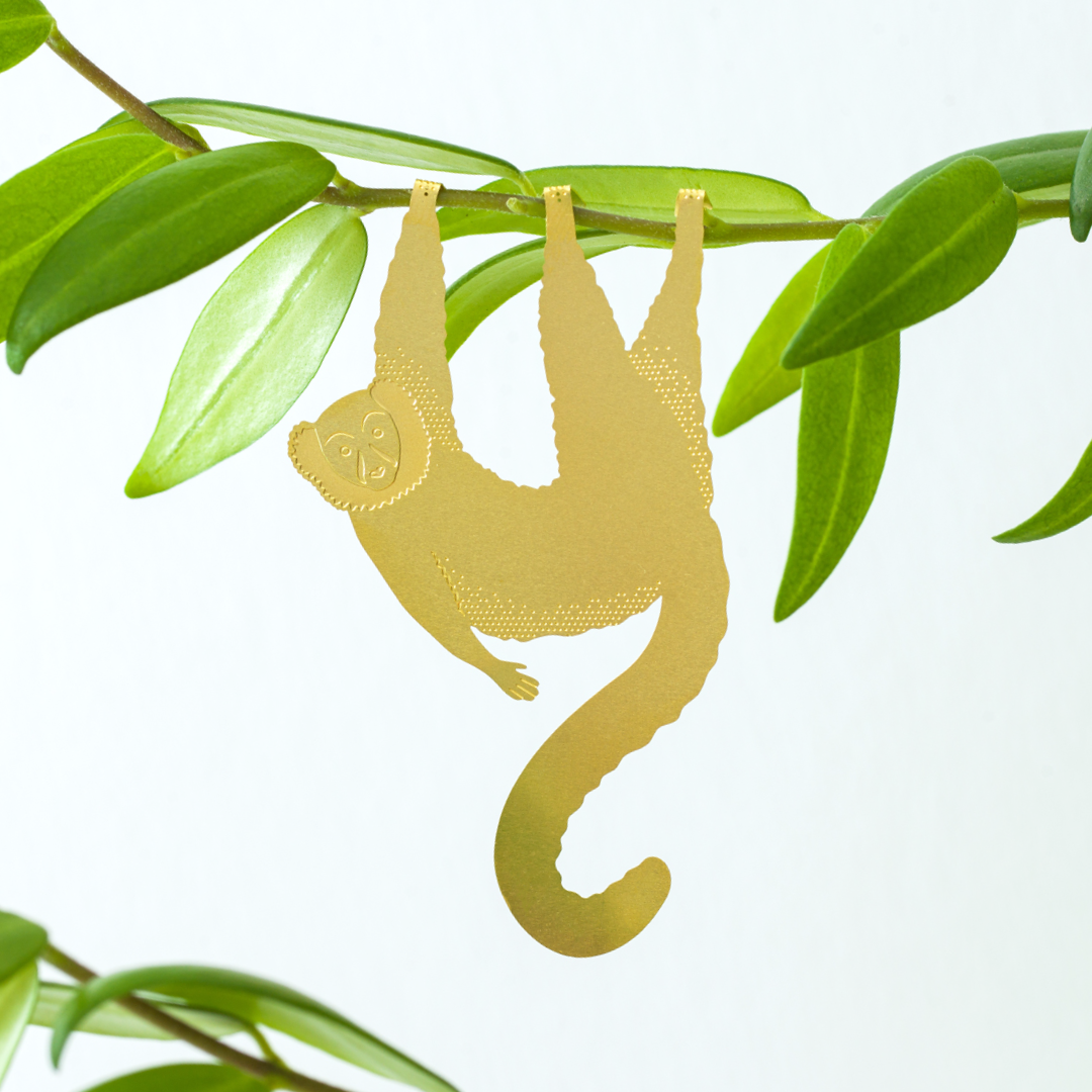 Plant Animal - Lemur, brass house plant charm