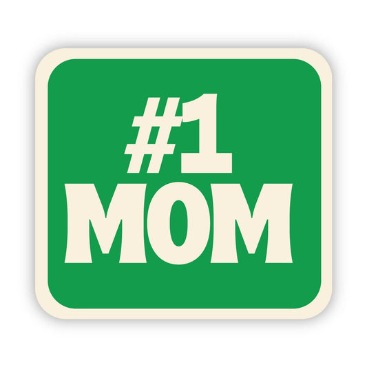 #1 Mom Green Text Sticker