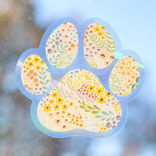 Floral Paw Print Sun Catcher Window Decal, 5x5 in.
