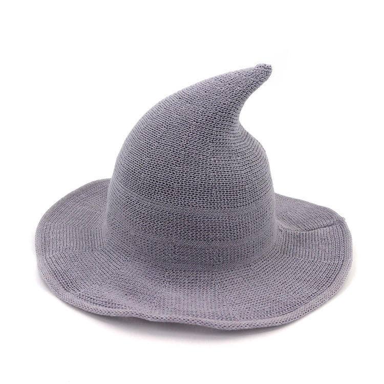 Halloween Pointed Witch Hat, Knit & Foldable_CWAH0617: BLACK / (OS) 2